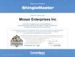 shingle master certificate - Minser Enterprises in Fort Wayne, IN