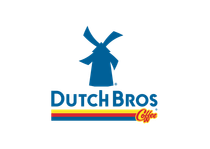 A dutch bros coffee logo with a windmill on it