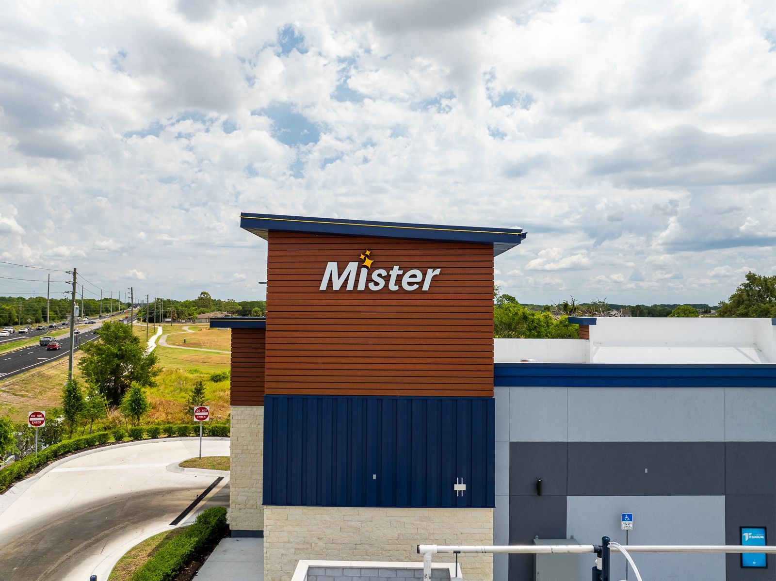 An aerial view of a mister car wash