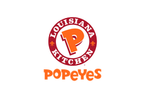 A logo for louisiana kitchen popeyes on a white background