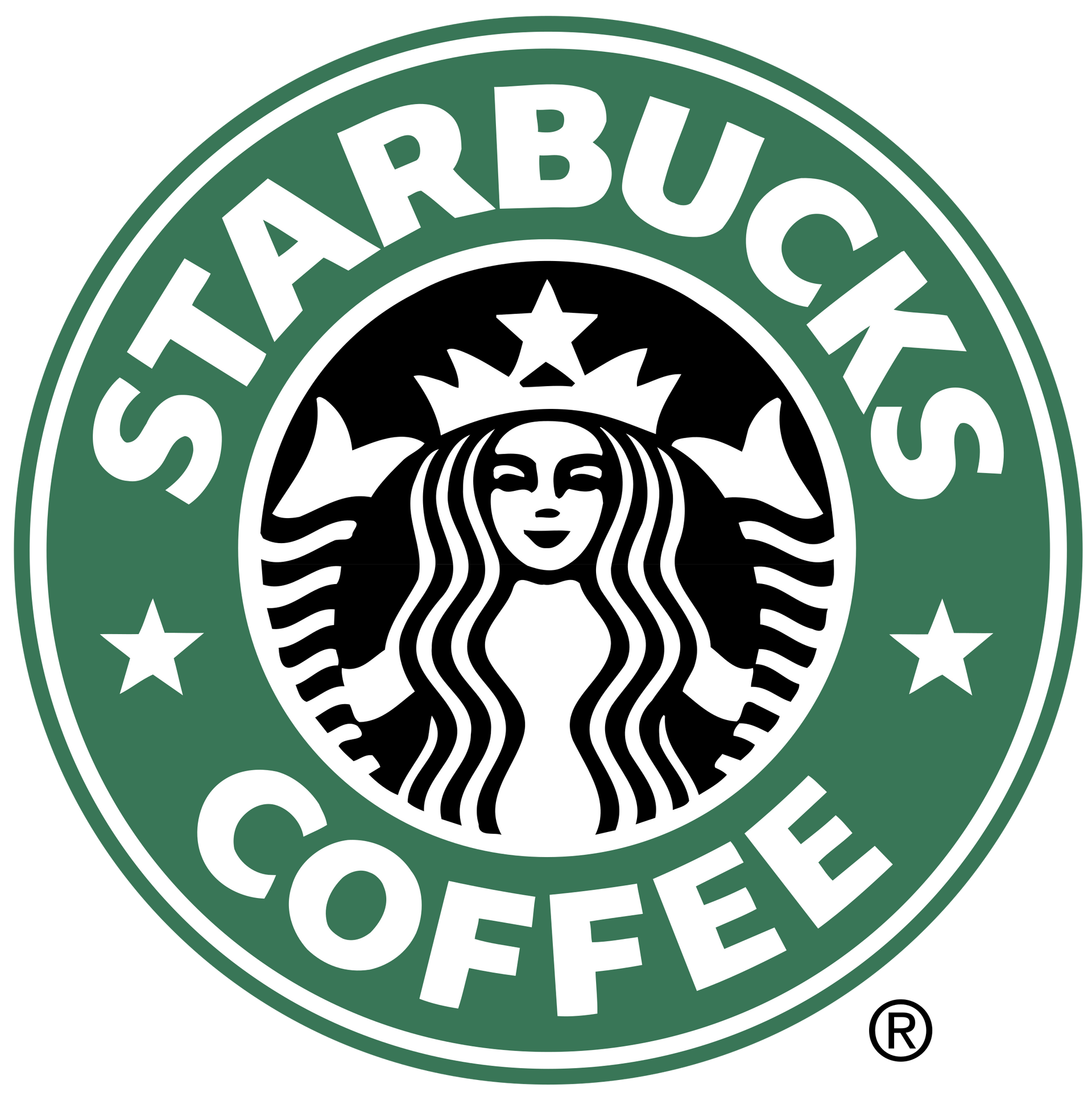 A starbucks coffee logo with a woman on it