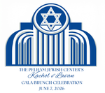 Logo for The Pelham Jewish Center’s Kachol v’Lavan Gala Brunch Celebration on June 7, 2026, featuring a blue Star of David.
