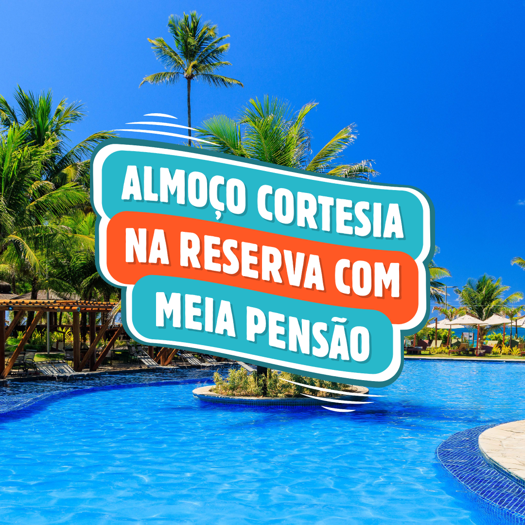 Uma placa que diz reserve e ganhe com uma piscina ao fundo