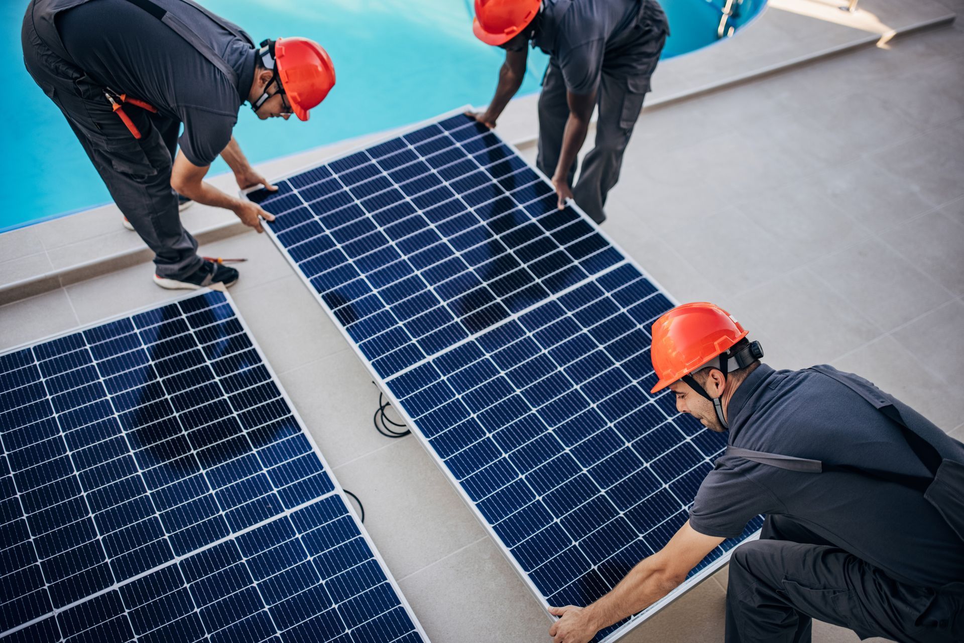 Pool solar system installation in Carlsbad, CA. Pool solar system installation in Carlsbad, CA.