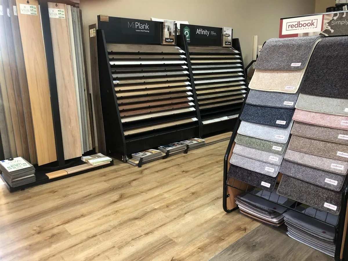 Flooring Samples on Display in A Showroom, Showcasing Wood and Carpet Options — Gava Floor Centre In Goonellabah, NSW