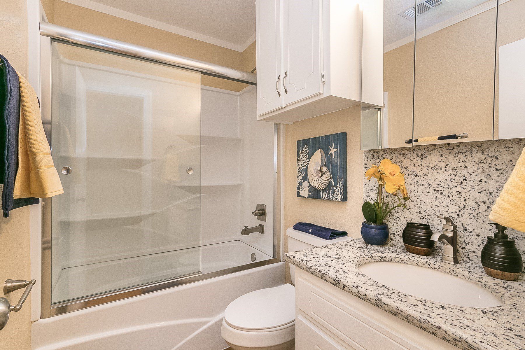 Bathroom image with white walls at Summerwood Terrace Apartments in Amarillo, TX