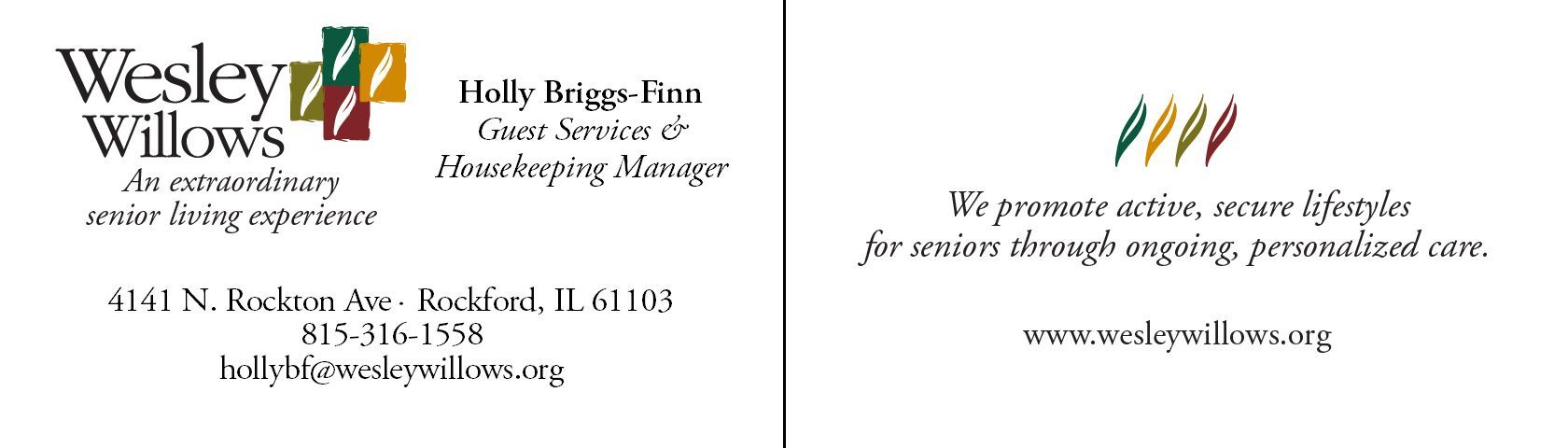 Holly Briggs Finn Business Card | Wesley Willows