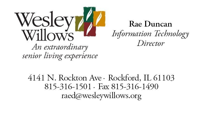 Rae Duncan Business Card | Wesley Willows