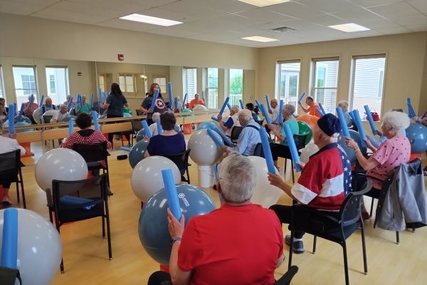 Cardio Drumming fitness class in session at Wesley Willows