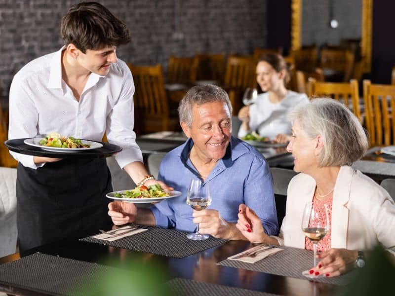 Senior couple enjoys dinner at a restaurant