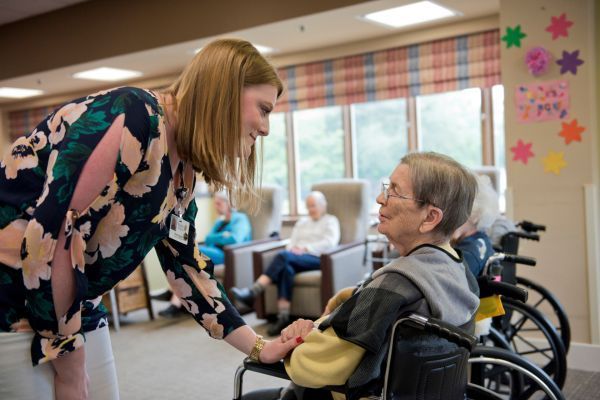 Resident receiving care at the Kirk’s Place memory care center