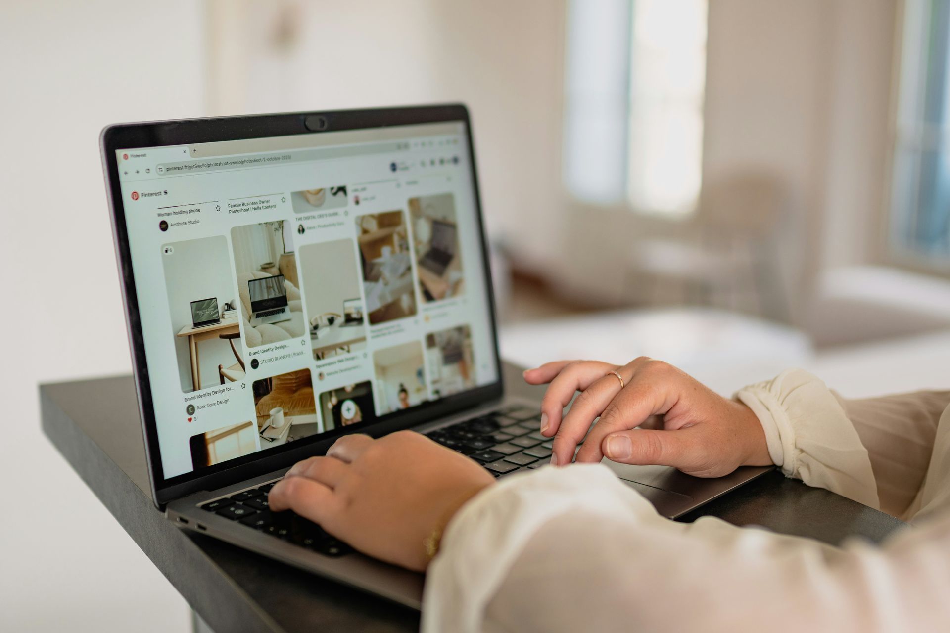 a laptop exploring pinterest