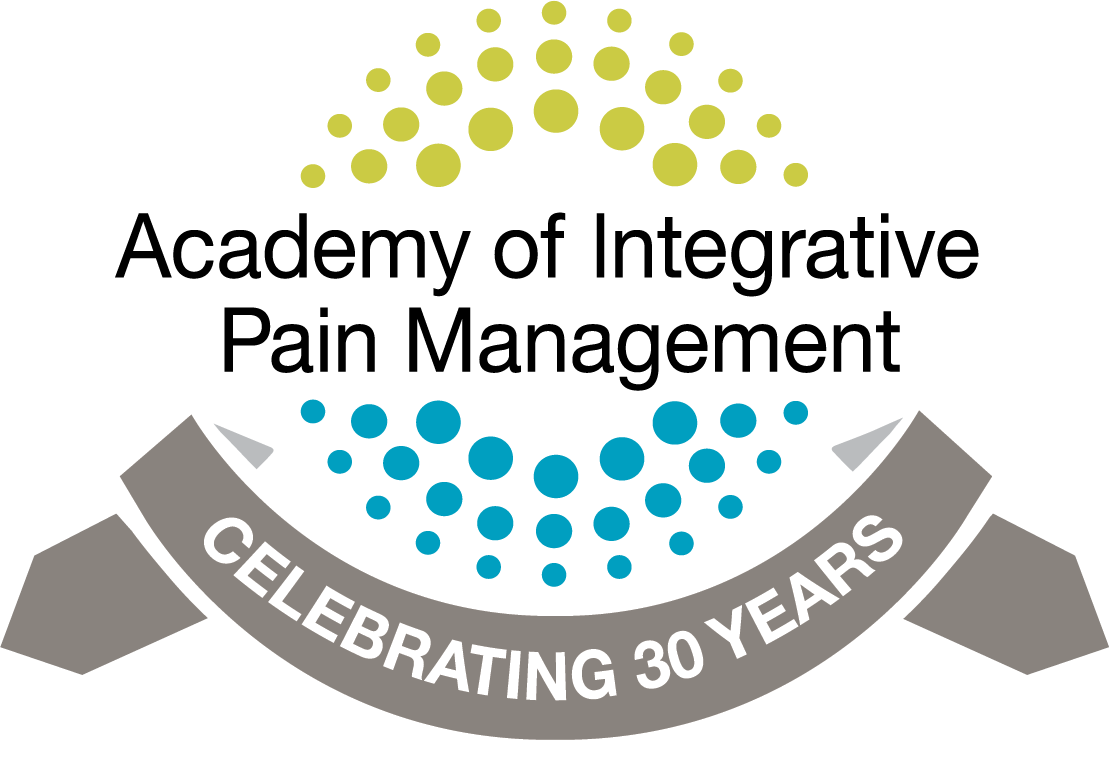 The logo for the academy of integrative pain management celebrating 30 years