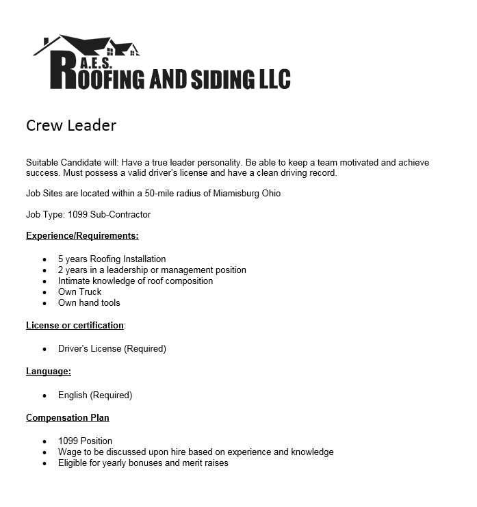 Crew Leader Job Description