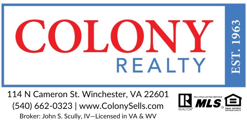 A logo for colony realty in winchester va