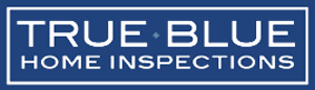 The logo for true blue home inspections is blue and white.