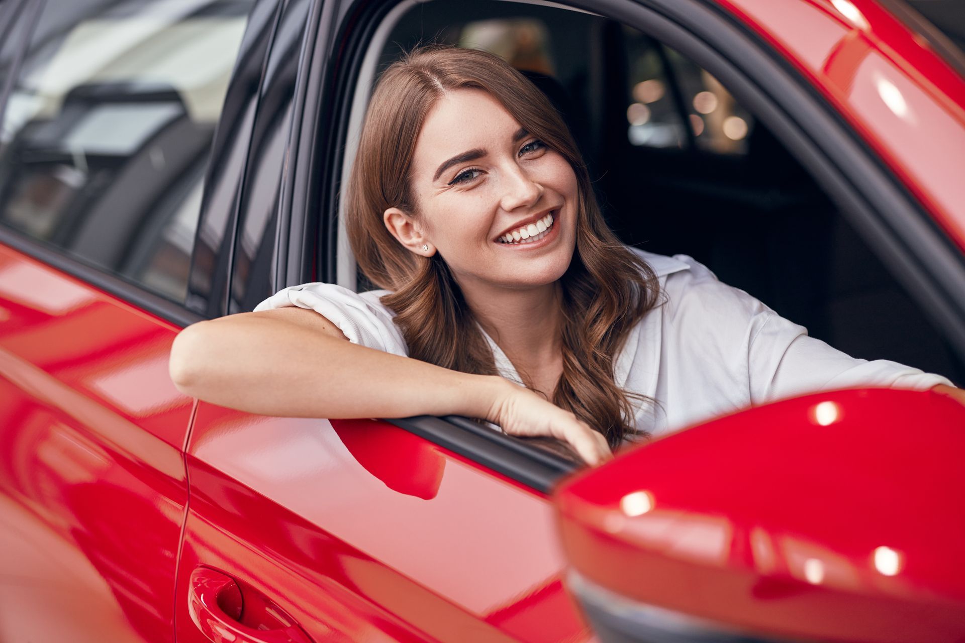 Woman inside the car