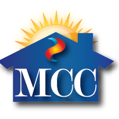 MCC logo with blue house, sunrise, and colorful swoosh emblem