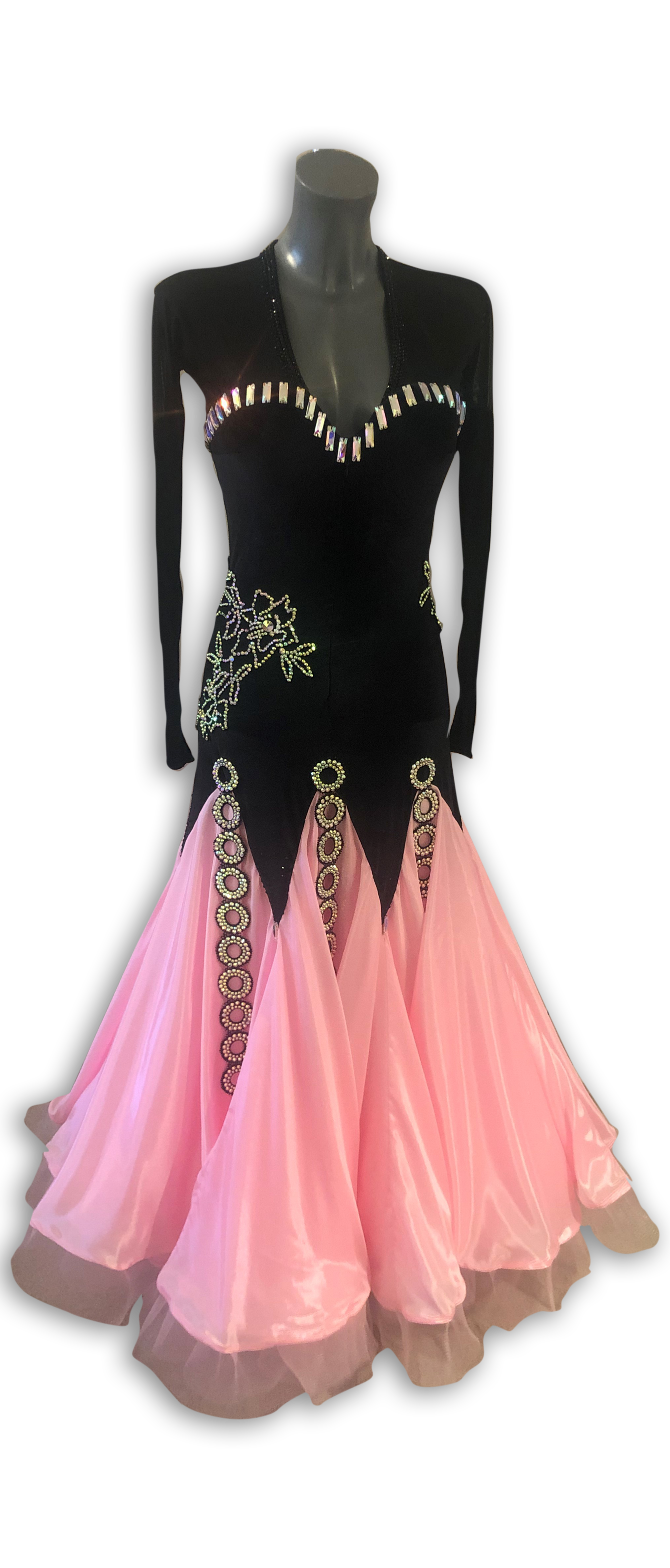 Black & Sugar Pink Competition Ballroom Dress