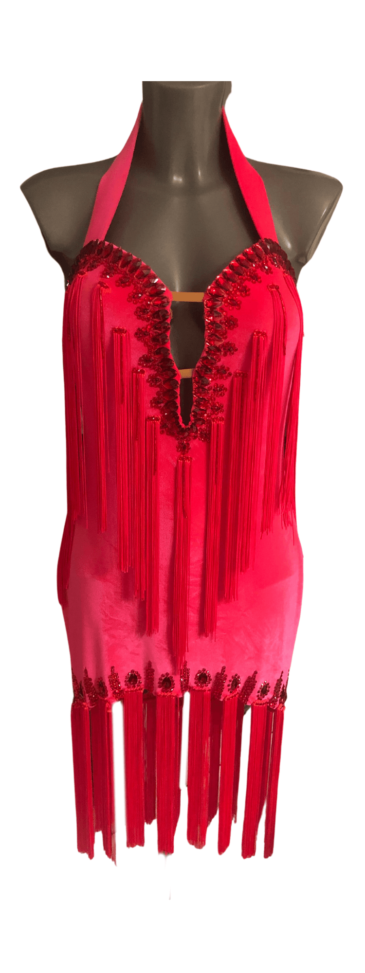 Fluo Red Latin Dance Competition Dress