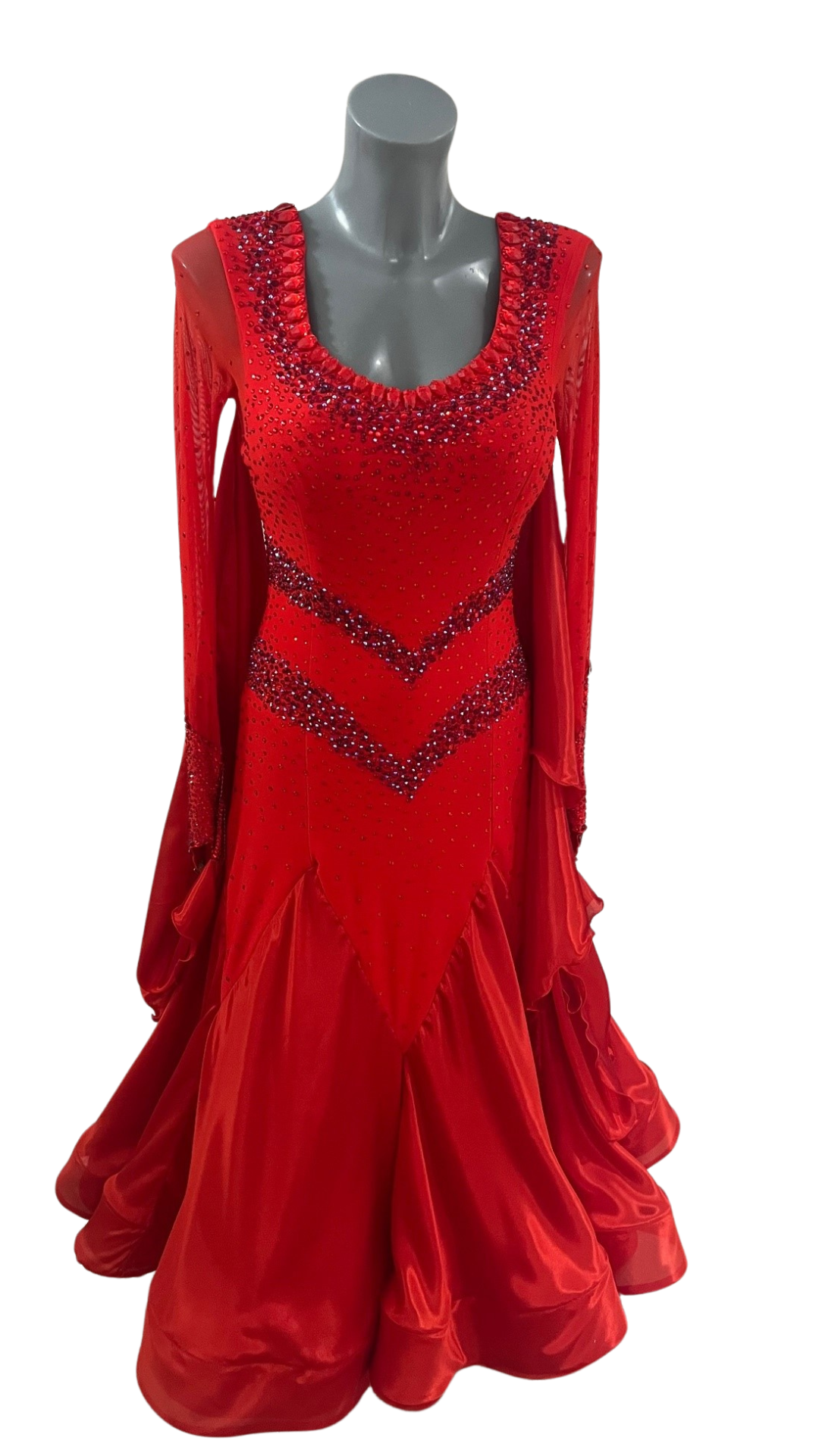 Hot Red Ballroom Dress Front