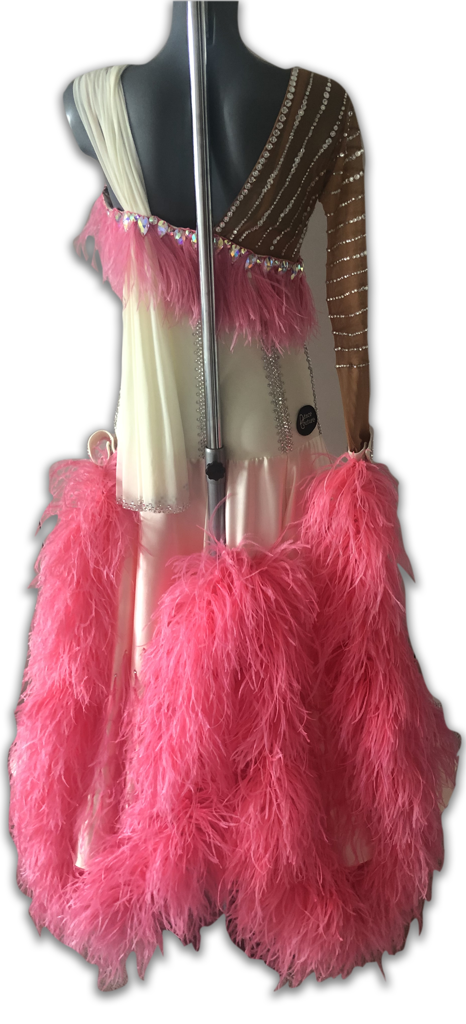 Salmon and Cream Ballroom Dress Back