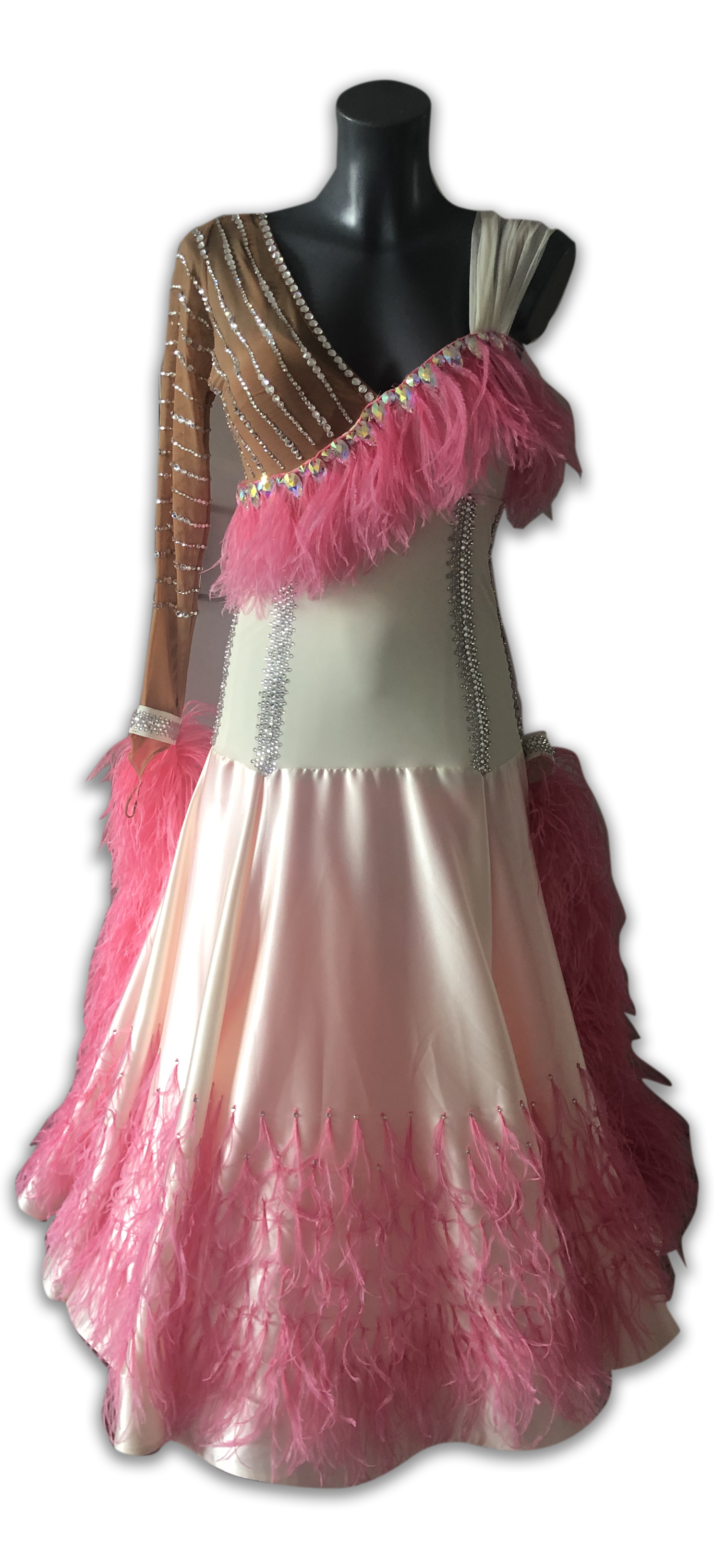 Salmon and Cream Ballroom Dress Front