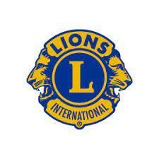 The lions international logo is a blue and yellow logo with two lions.