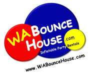 A logo for wabounce house inflatable party rentals