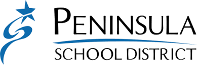 The peninsula school district logo has a blue star on it.