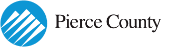 A pierce county logo with a blue circle and white lines