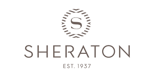 A logo for the sheraton hotel is shown on a white background.