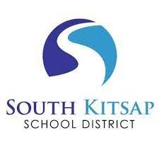 The south kitsap school district logo is a blue and white swirl.
