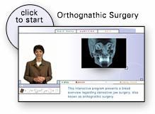 A woman is talking about orthognathic surgery on a computer screen.