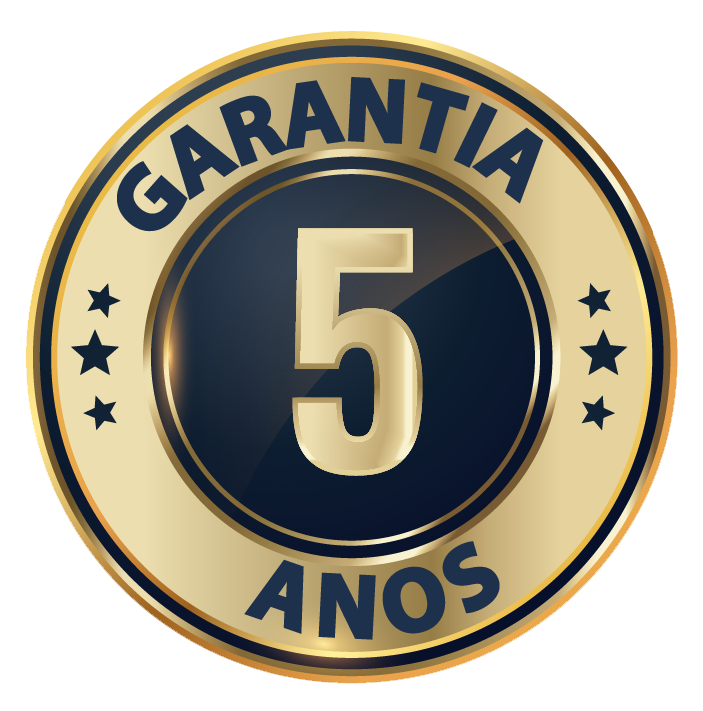 Distintivo dourado e azul com a inscrição 