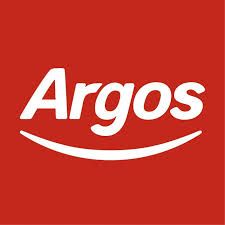 The argos logo is on a red background with a white smile.