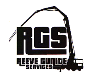 Logo: Black outline of a concrete pump truck with "RGS" and "REEVE GUNITE SERVICES" text.