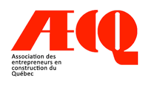 Un logo aeq rouge sur fond blanc