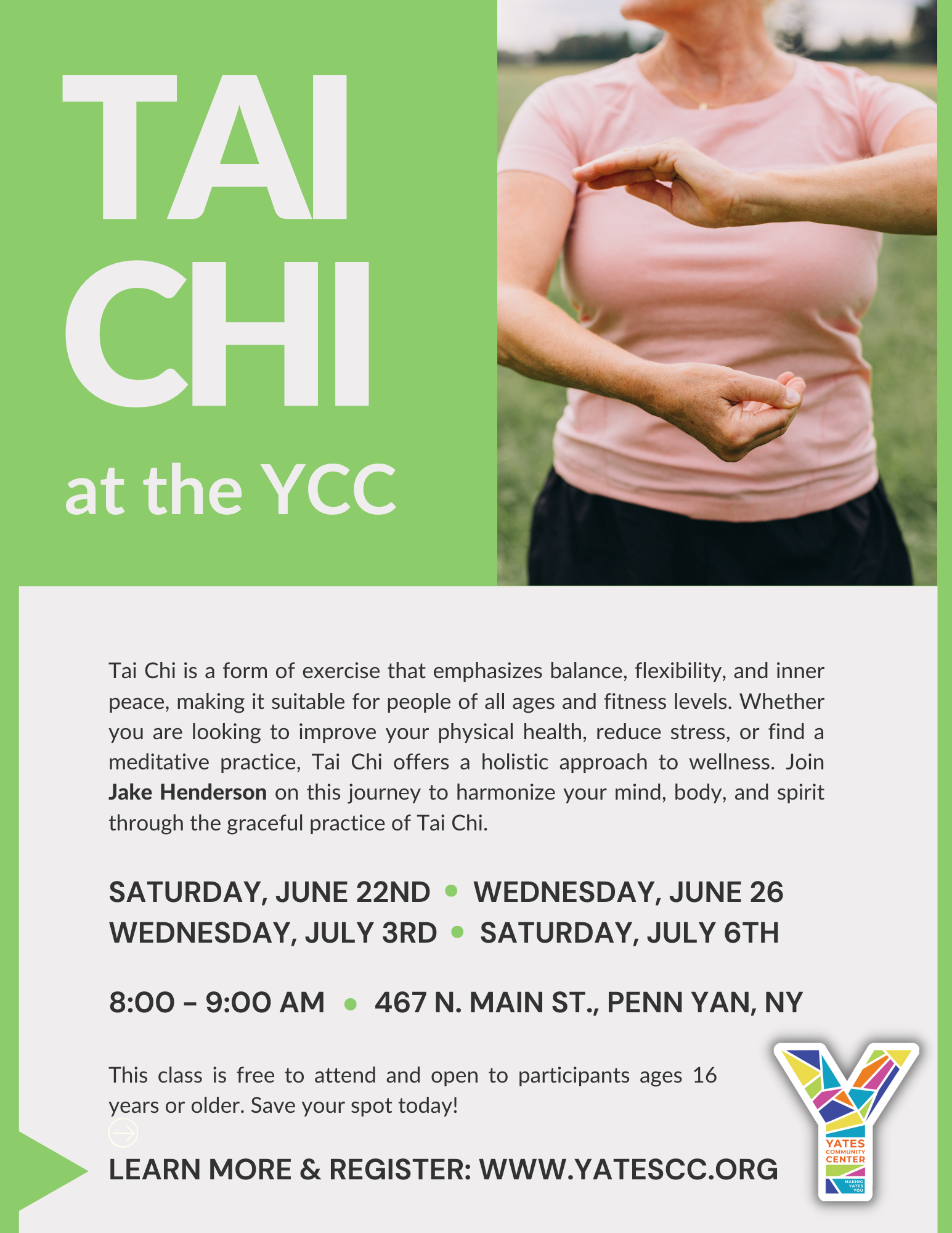 Tai Chi with Jake Henderson at the Yates Community Center
