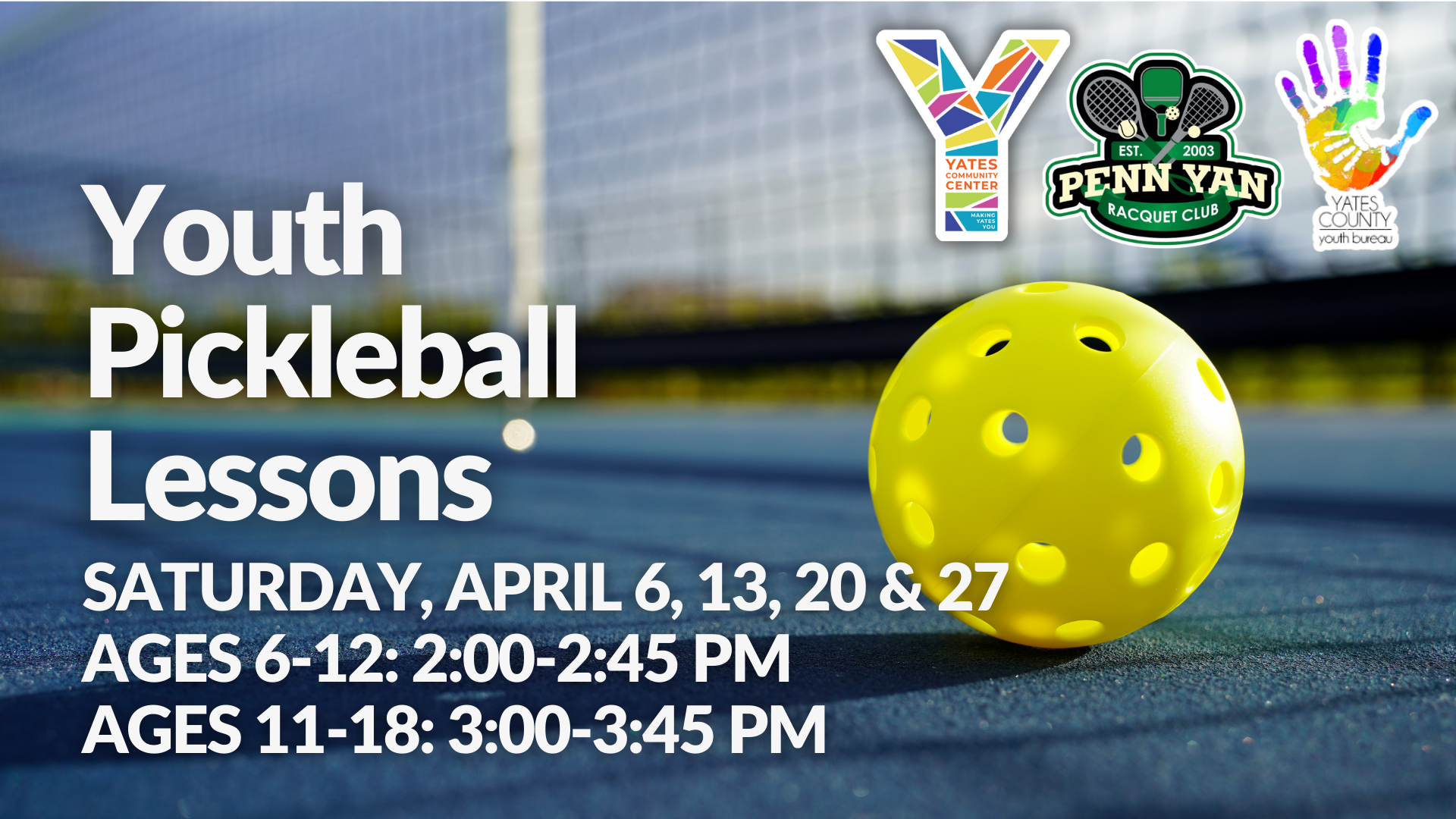 Youth Pickleball Lessons in Penn Yan brought to you by the Yates Community Center.