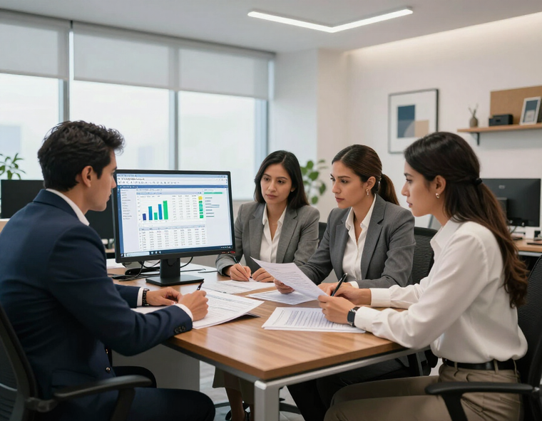 Equipo contable revisando CONTPAQi