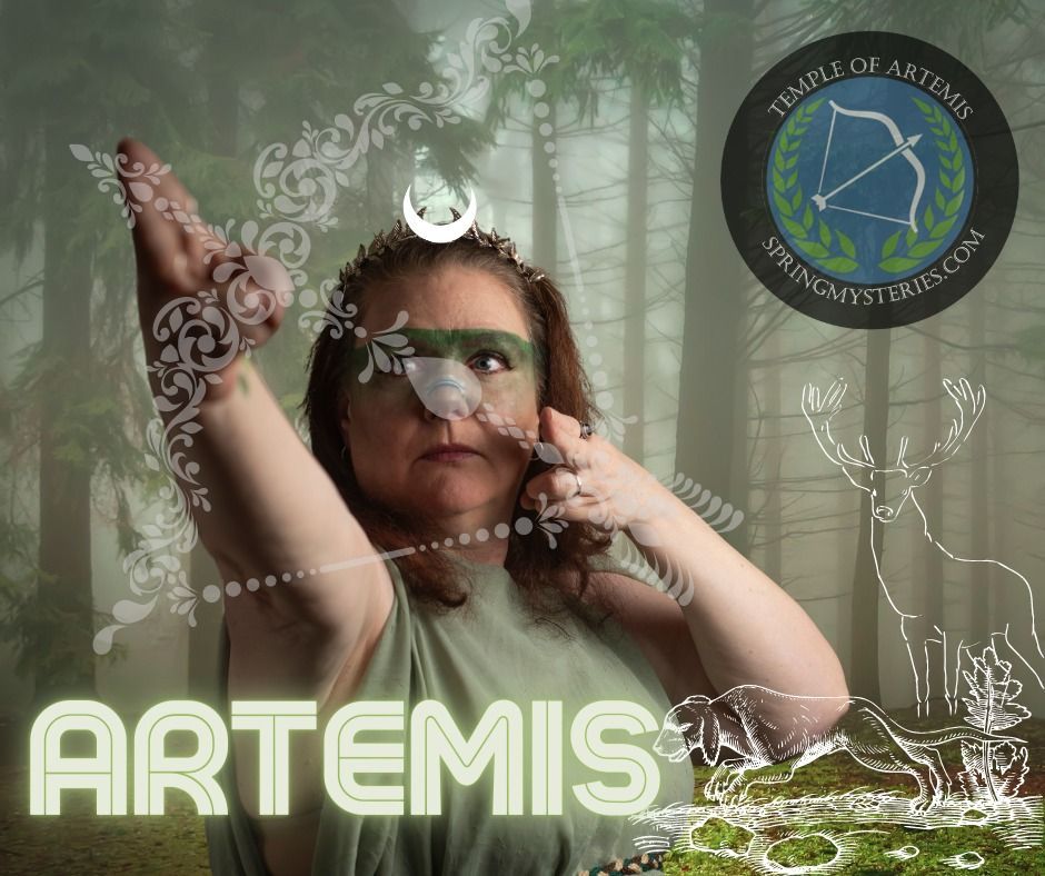 A woman in a green dress with the word artemis on the bottom