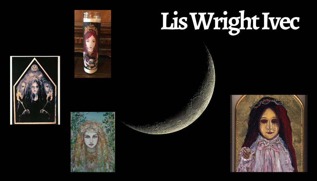 A poster for lis wright ivec with a crescent moon in the background