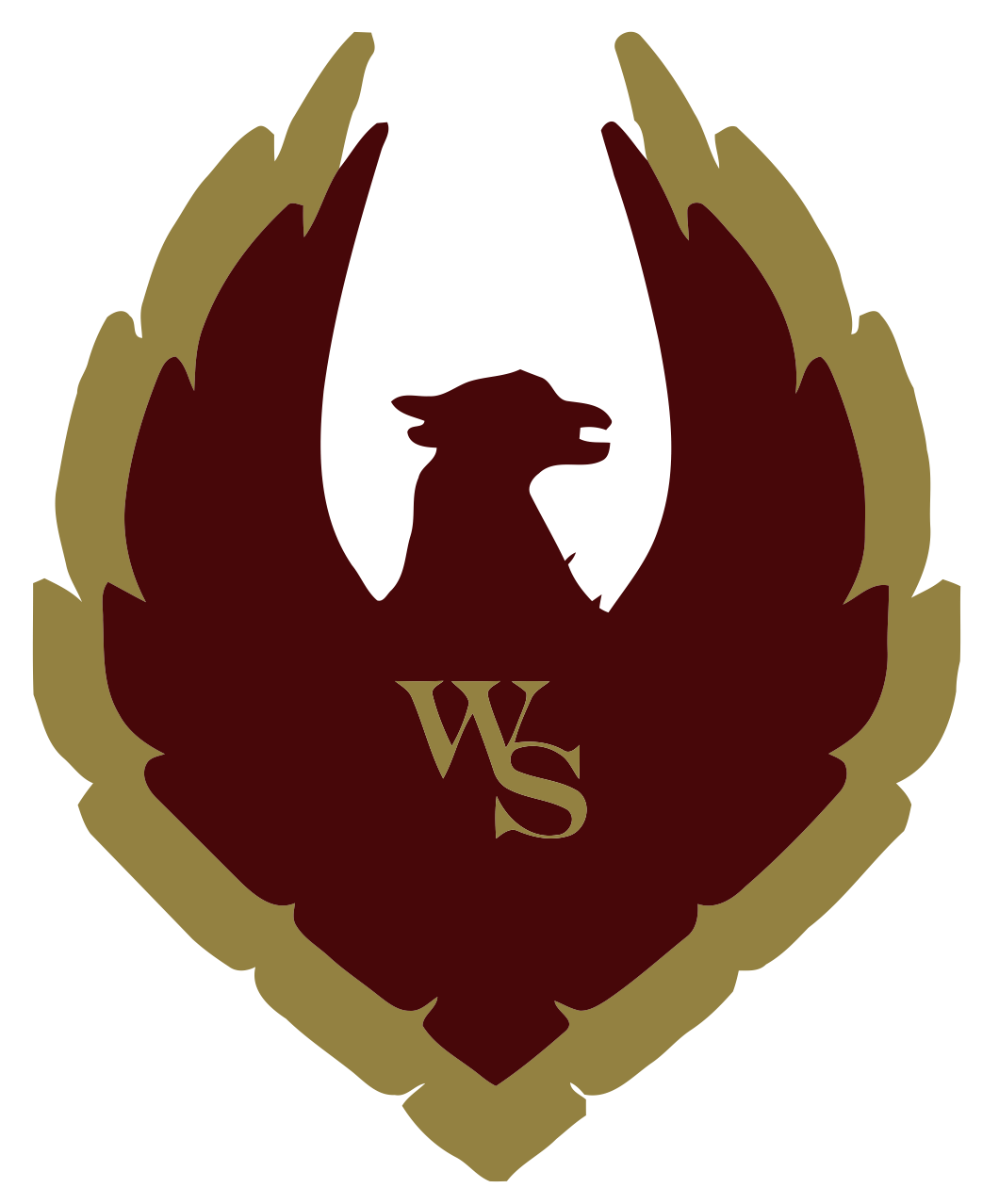 A logo with a bird and the letter ws on it, the logo for Woolston-Steen Theological Seminary.