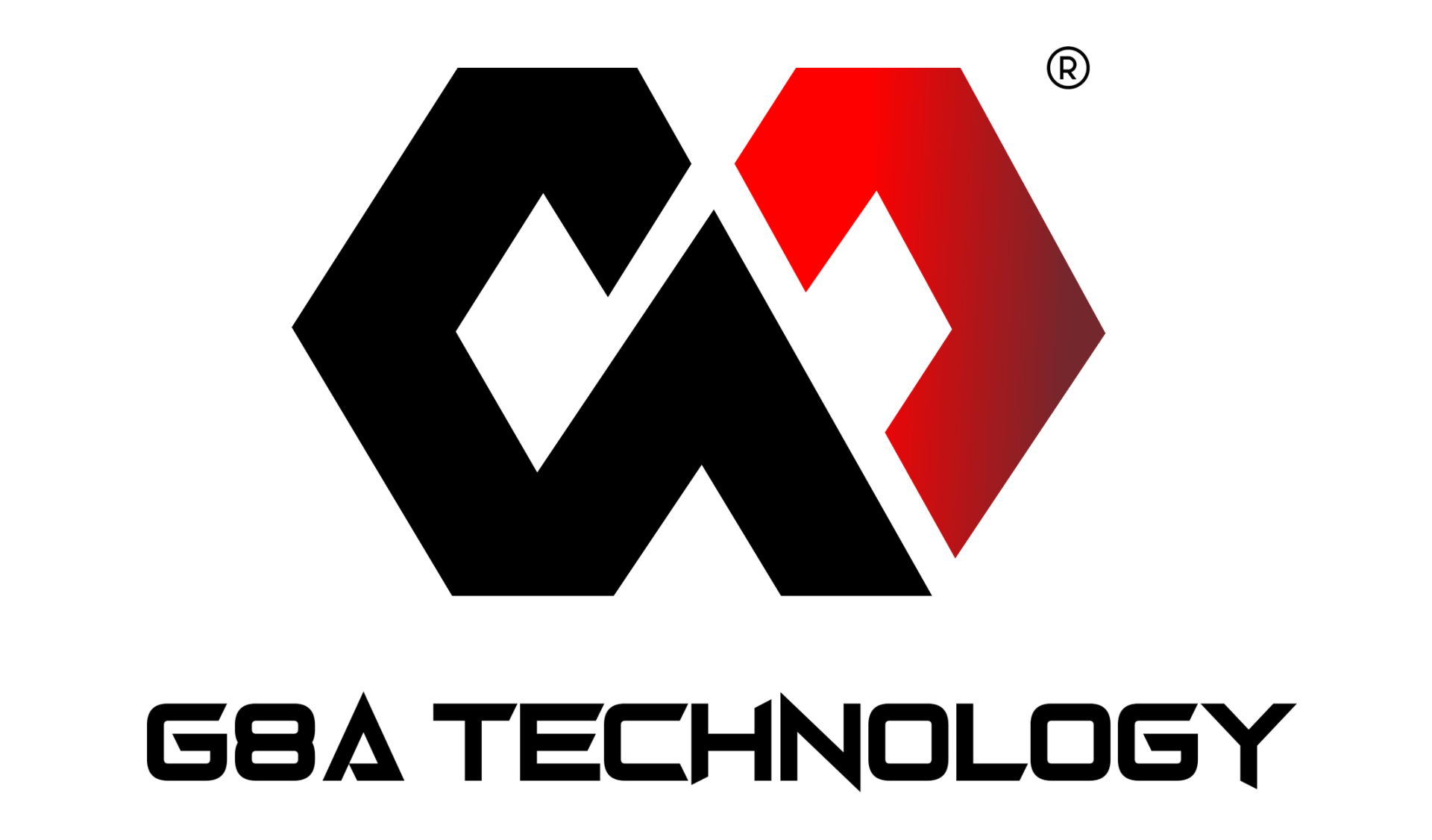 un logo nero e rosso per la tecnologia gba su sfondo bianco