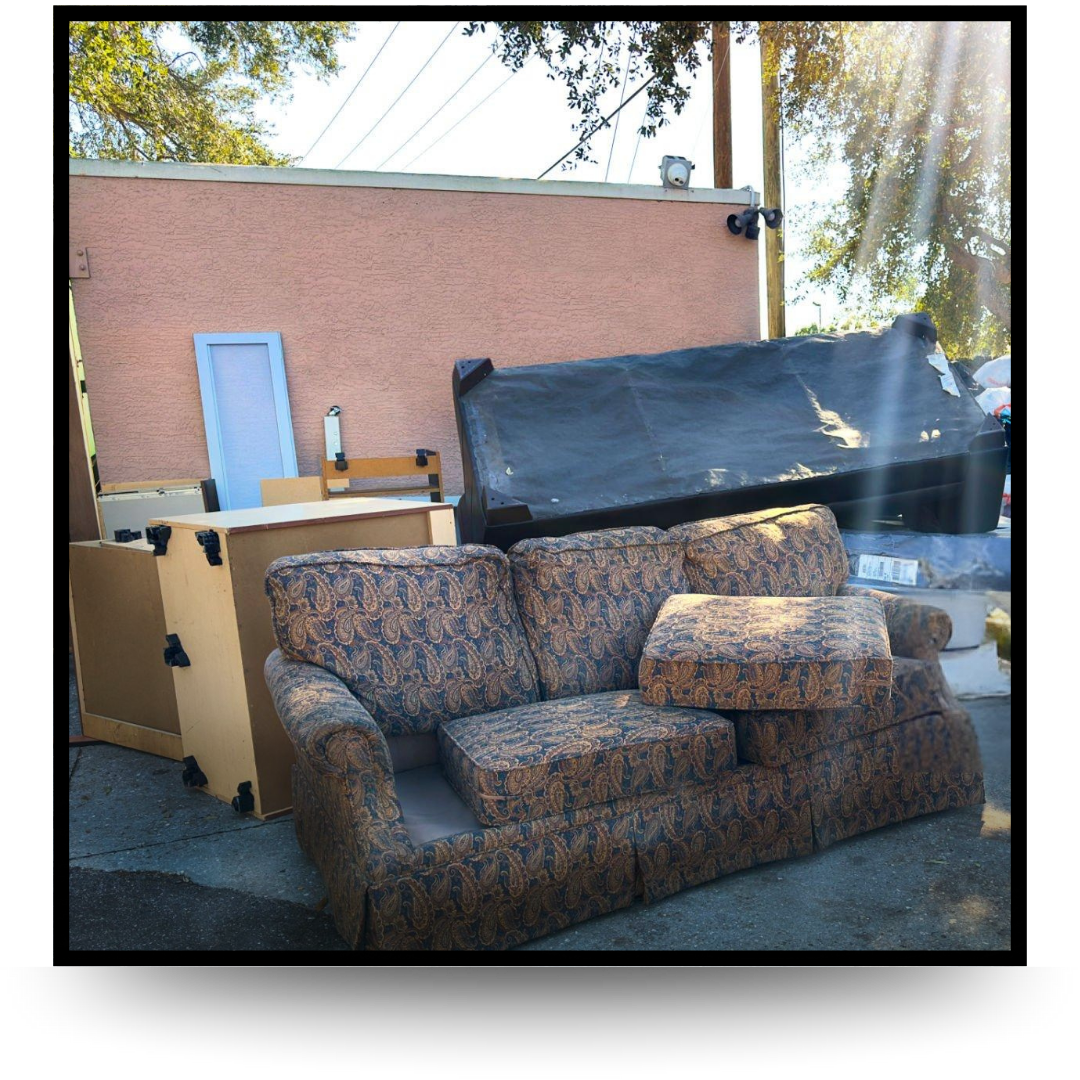 a pile of garbage furniture