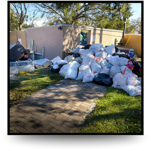 A pile of house garbage