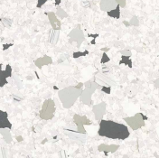 A close up of a white and black terrazzo floor.