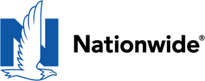 a blue and white logo for nationwide with a bird on it .