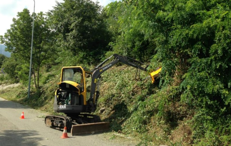 mini ruspa che lavora sulla manutenzione del giardino